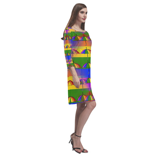 Pride Umbrella Pop by Popart Lover Rhea Loose Round Neck Dress(Model D22)