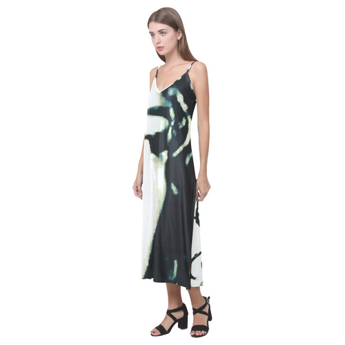 MSANII NZURI FOCUSED V-Neck Open Fork Long Dress(Model D18)