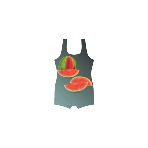 Watercolor Watermelon, red green and sweet Classic One Piece Swimwear (Model S03)