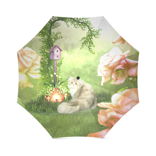 Cute cat in a garden Foldable Umbrella (Model U01)