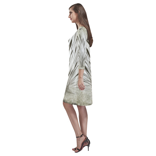 Simple, elegant ink, watercolor grass, brown hues Rhea Loose Round Neck Dress(Model D22)