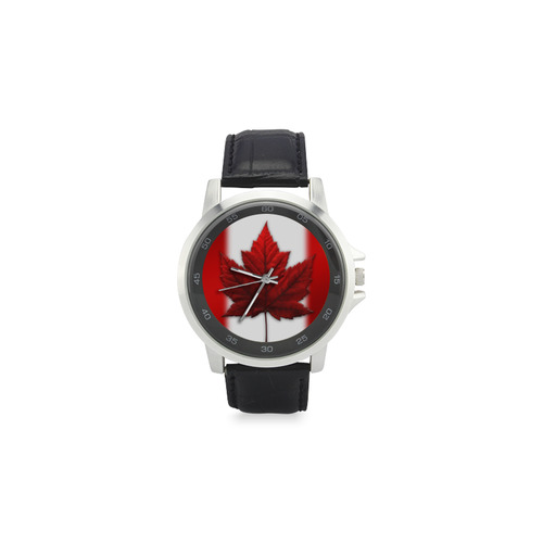 Canada Flag Watches Canada Souvenir Watch Unisex Stainless Steel Leather Strap Watch(Model 202)