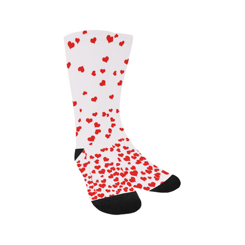 Red Falling Hearts on Pink Trouser Socks
