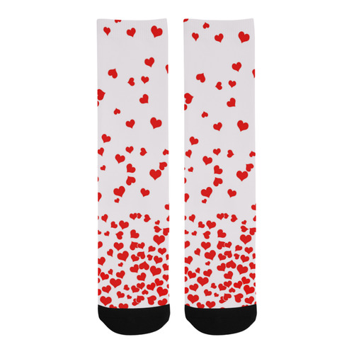 Red Falling Hearts on Pink Trouser Socks