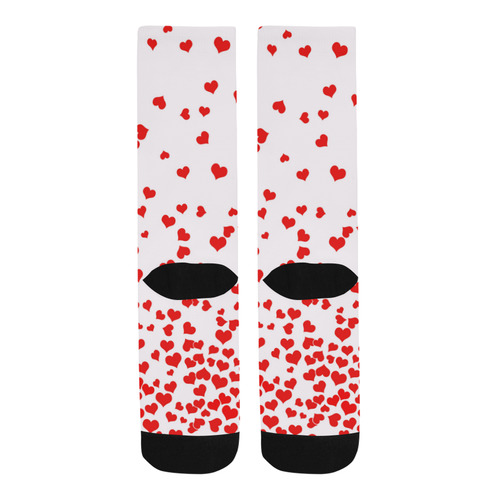 Red Falling Hearts on Pink Trouser Socks