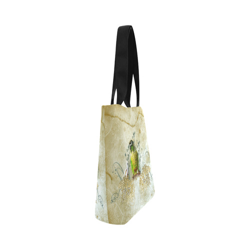 Sweet parrot with floral elements Canvas Tote Bag (Model 1657)
