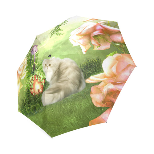 Cute cat in a garden Foldable Umbrella (Model U01)