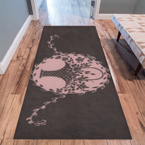 Bridal Rose Floral Chalkboard Area Rug 9'6''x3'3''