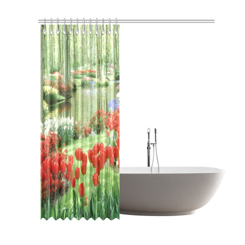 Beautiful Floral Garden Landscape Shower Curtain 69"x84"