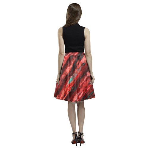 Bloody horror motion, oil abstract painting Melete Pleated Midi Skirt (Model D15)