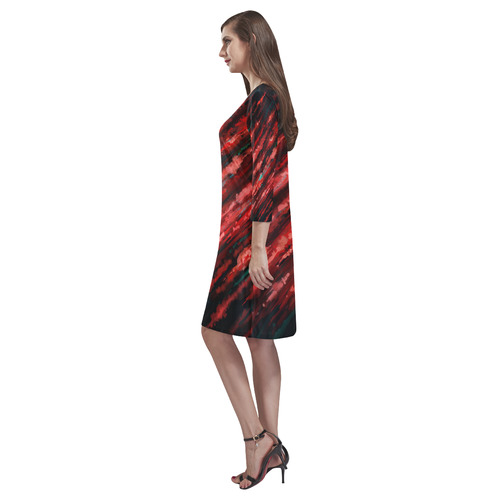 Bloody horror motion, oil abstract painting Rhea Loose Round Neck Dress(Model D22)