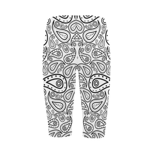 black and white paisley Hestia Cropped Leggings (Model L03)