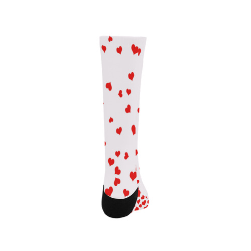 Red Falling Hearts on Pink Trouser Socks