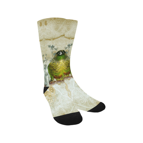 Sweet parrot with floral elements Trouser Socks
