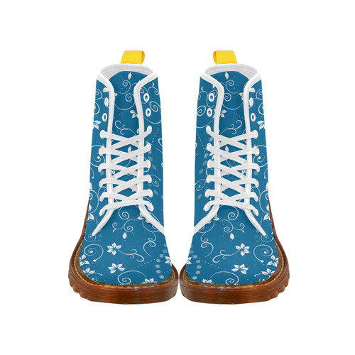 blue-swirly-flowers Martin Boots For Women Model 1203H