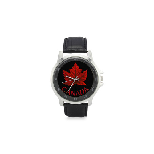 Canada Souvenir Watches Unisex Stainless Steel Leather Strap Watch(Model 202)