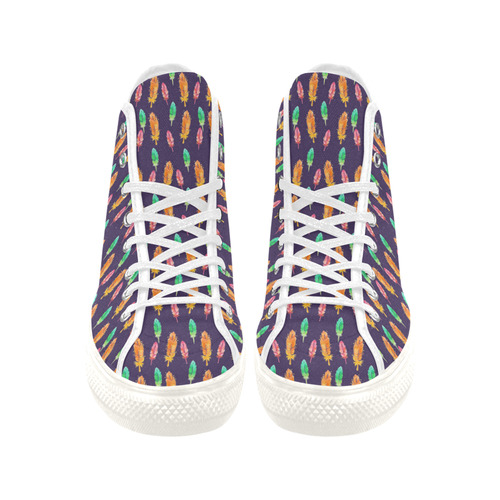 Multi Feather Print White Vancouver H Women's Canvas Shoes (1013-1)