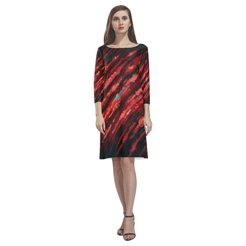 Bloody horror motion, oil abstract painting Rhea Loose Round Neck Dress(Model D22)