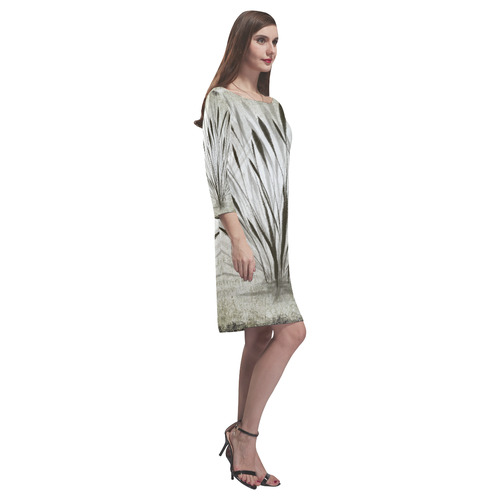 Simple, elegant ink, watercolor grass, brown hues Rhea Loose Round Neck Dress(Model D22)