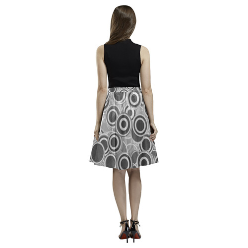 Transparent fun circles in black and gray Melete Pleated Midi Skirt (Model D15)