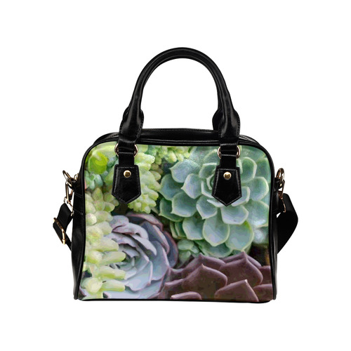 Succulents Red Green Aqua Floral Shoulder Handbag (Model 1634)