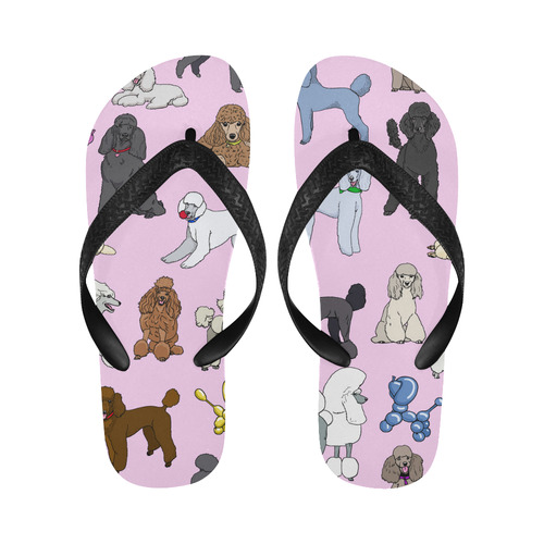 poodles pink Flip Flops for Men/Women (Model 040)