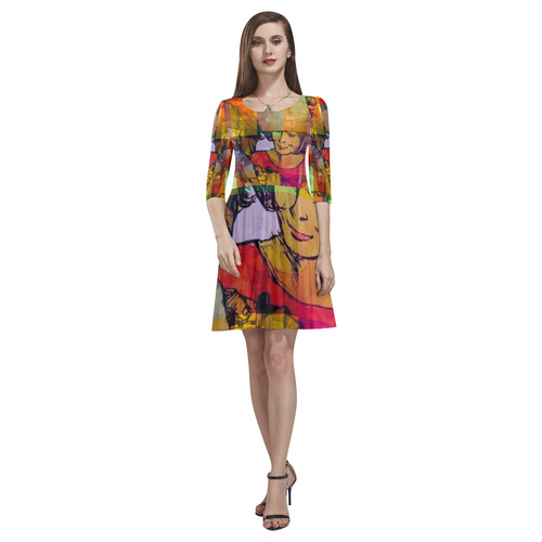 Old Lady by Popart Lover Tethys Half-Sleeve Skater Dress(Model D20)