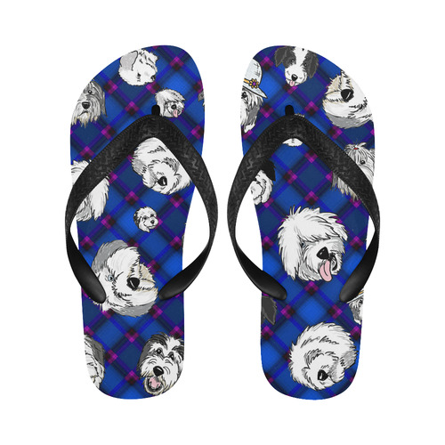 Blue diagonal,sheepie heads... Flip Flops for Men/Women (Model 040)