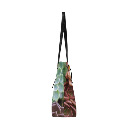 Red Green Aqua Floral Succulents Euramerican Tote Bag/Large (Model 1656)