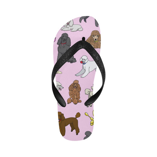 poodles pink Flip Flops for Men/Women (Model 040)