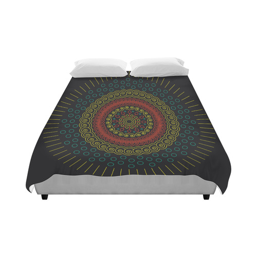 yellow with red mandala circular Duvet Cover 86"x70" ( All-over-print)