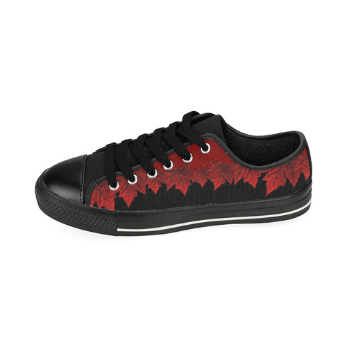 Kid's Canada Shoes Black Canvas Sneakers Low Top Canvas Shoes for Kid (Model 018)