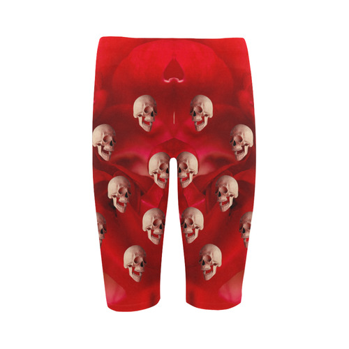 Funny Skull and Red Rose Hestia Cropped Leggings (Model L03)