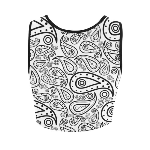 black and white paisley Women's Crop Top (Model T42)