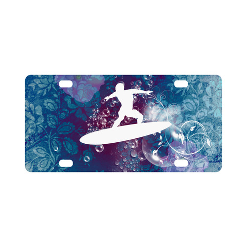 Sport, surfboarder with splash Classic License Plate