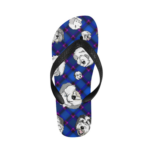 Blue diagonal,sheepie heads... Flip Flops for Men/Women (Model 040)