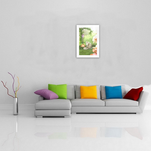 Cute cat in a garden Art Print 16‘’x23‘’