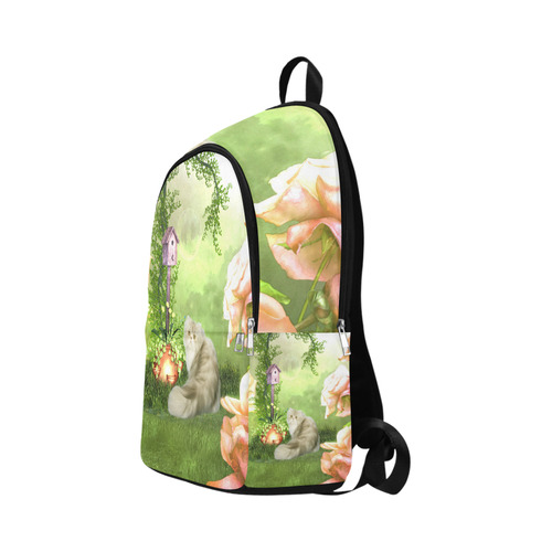 Cute cat in a garden Fabric Backpack for Adult (Model 1659)