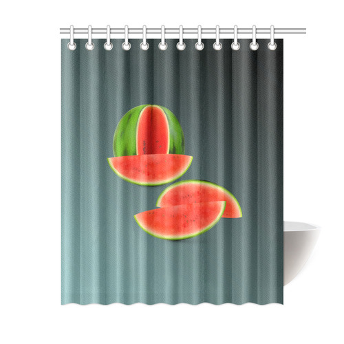 Watercolor Watermelon, red green and sweet Shower Curtain 60"x72"