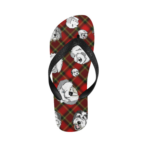 red plaid OES faces Flip Flops for Men/Women (Model 040)