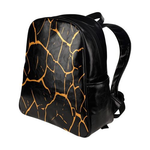 Animal Skin (Black) Multi-Pockets Backpack (Model 1636)