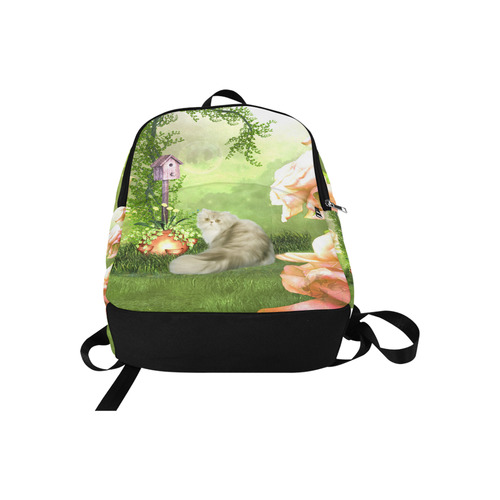 Cute cat in a garden Fabric Backpack for Adult (Model 1659)