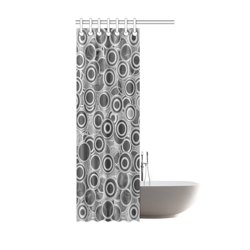 Transparent fun circles, retro in black and gray Shower Curtain 36"x72"