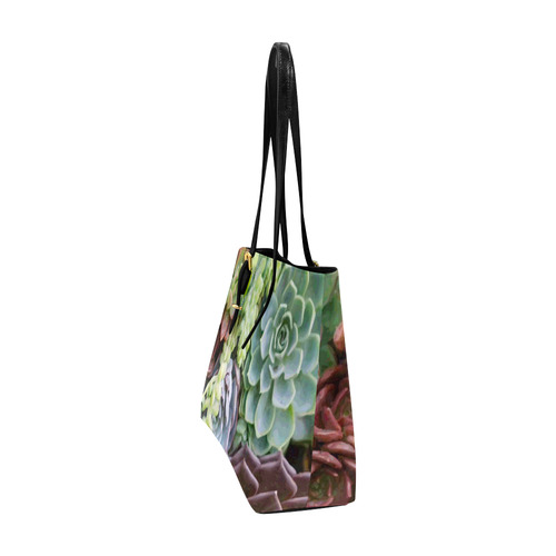 Red Green Aqua Floral Succulents Euramerican Tote Bag/Large (Model 1656)