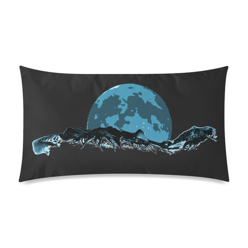 Big Moon Mountain Blue Rectangle Pillow Case 20"x36"(Twin Sides)
