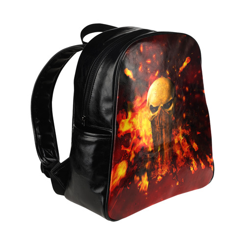 Amazing skull with fire Multi-Pockets Backpack (Model 1636)