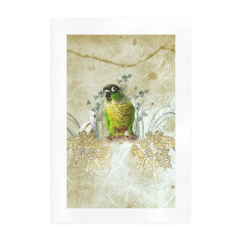 Sweet parrot with floral elements Art Print 19‘’x28‘’