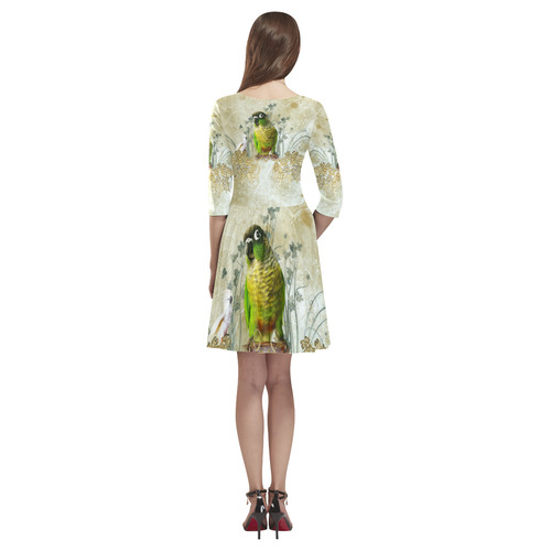 Sweet parrot with floral elements Tethys Half-Sleeve Skater Dress(Model D20)