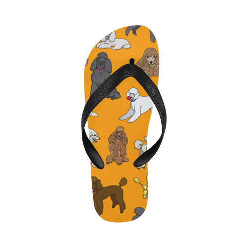 poodles orange Flip Flops for Men/Women (Model 040)