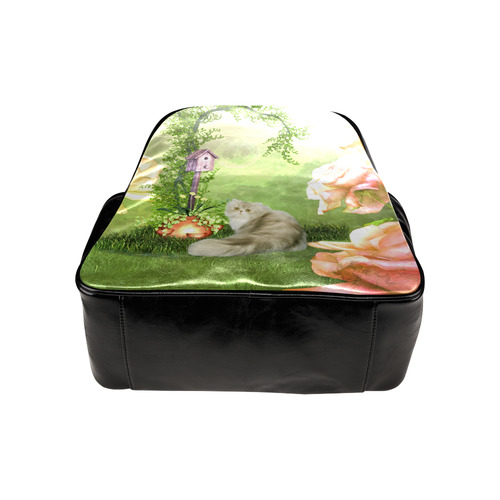 Cute cat in a garden Multi-Pockets Backpack (Model 1636)